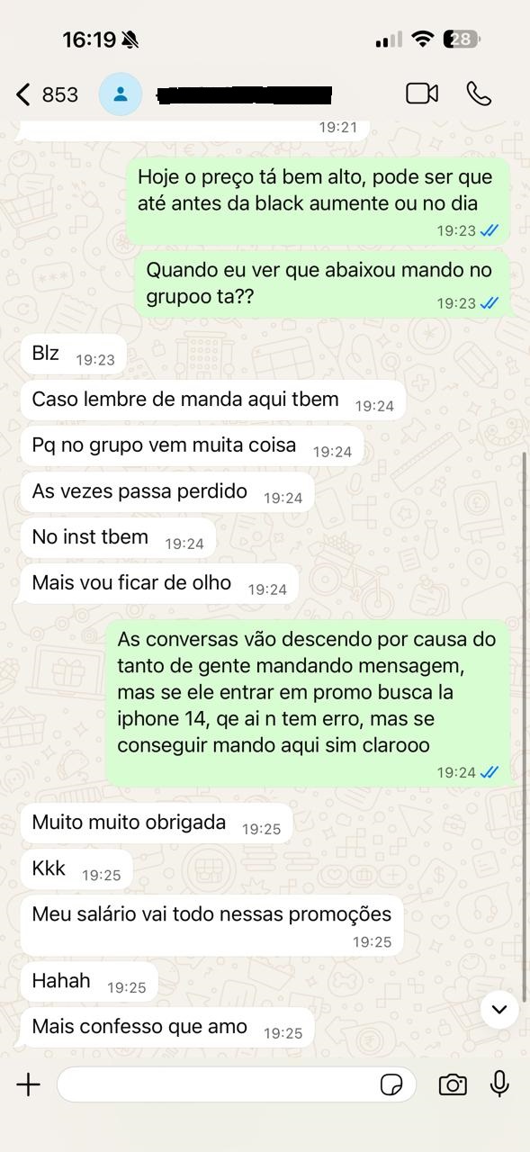 Print de conversa do grupo
